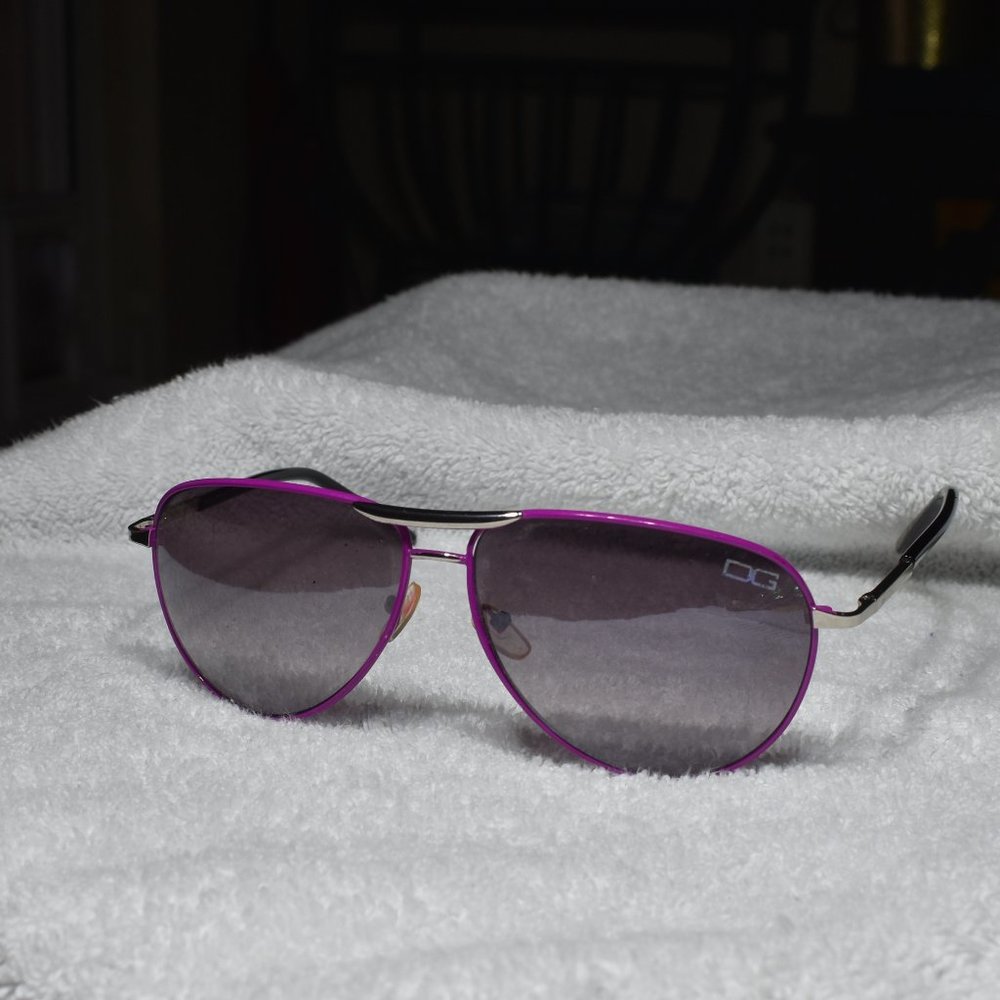 DG Purple and Chrome Logo Aviator Sunglasses
